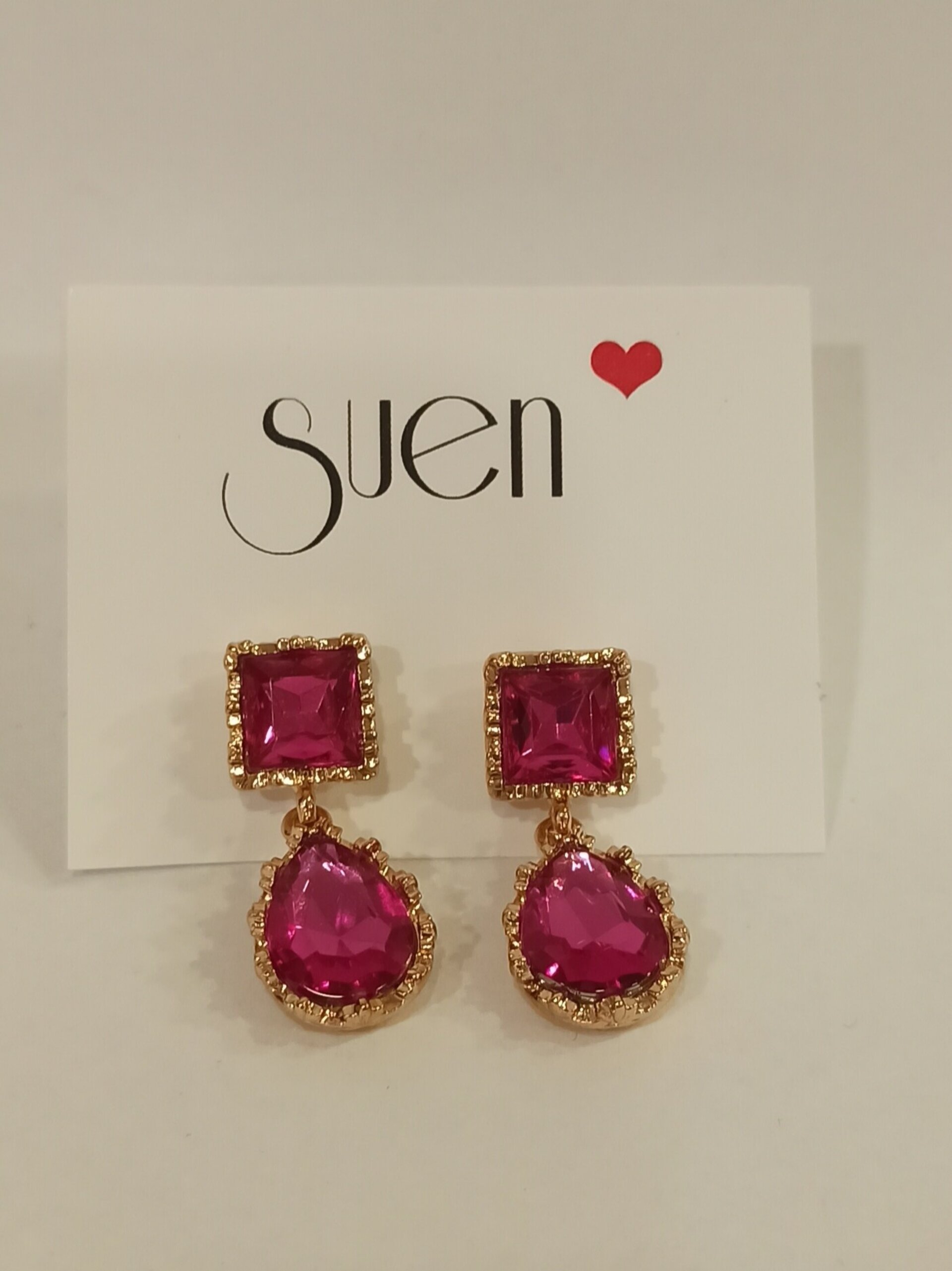 Pendientes de pedrería fucsia - 1