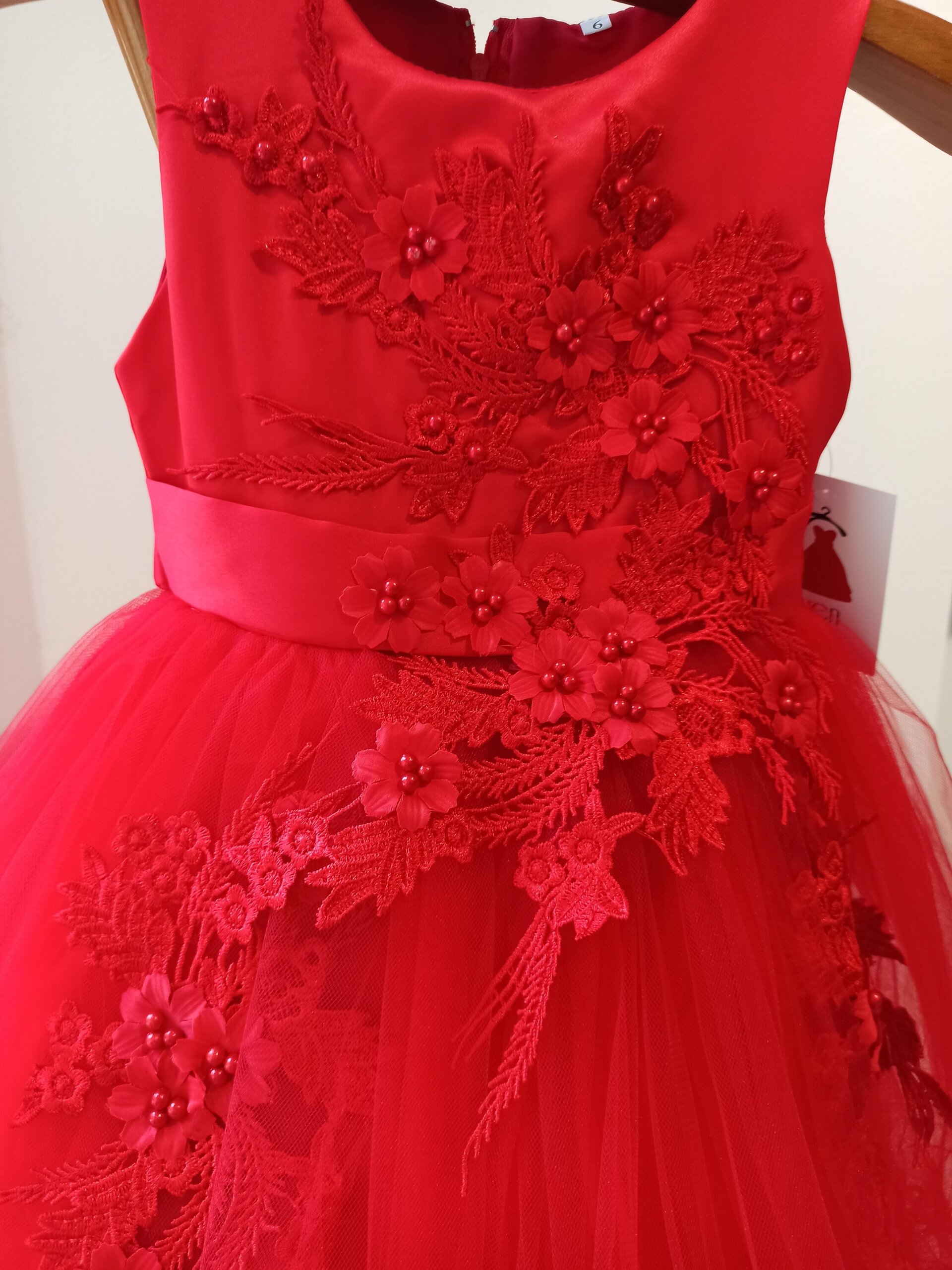 Vestido fiesta niña rojo - 3