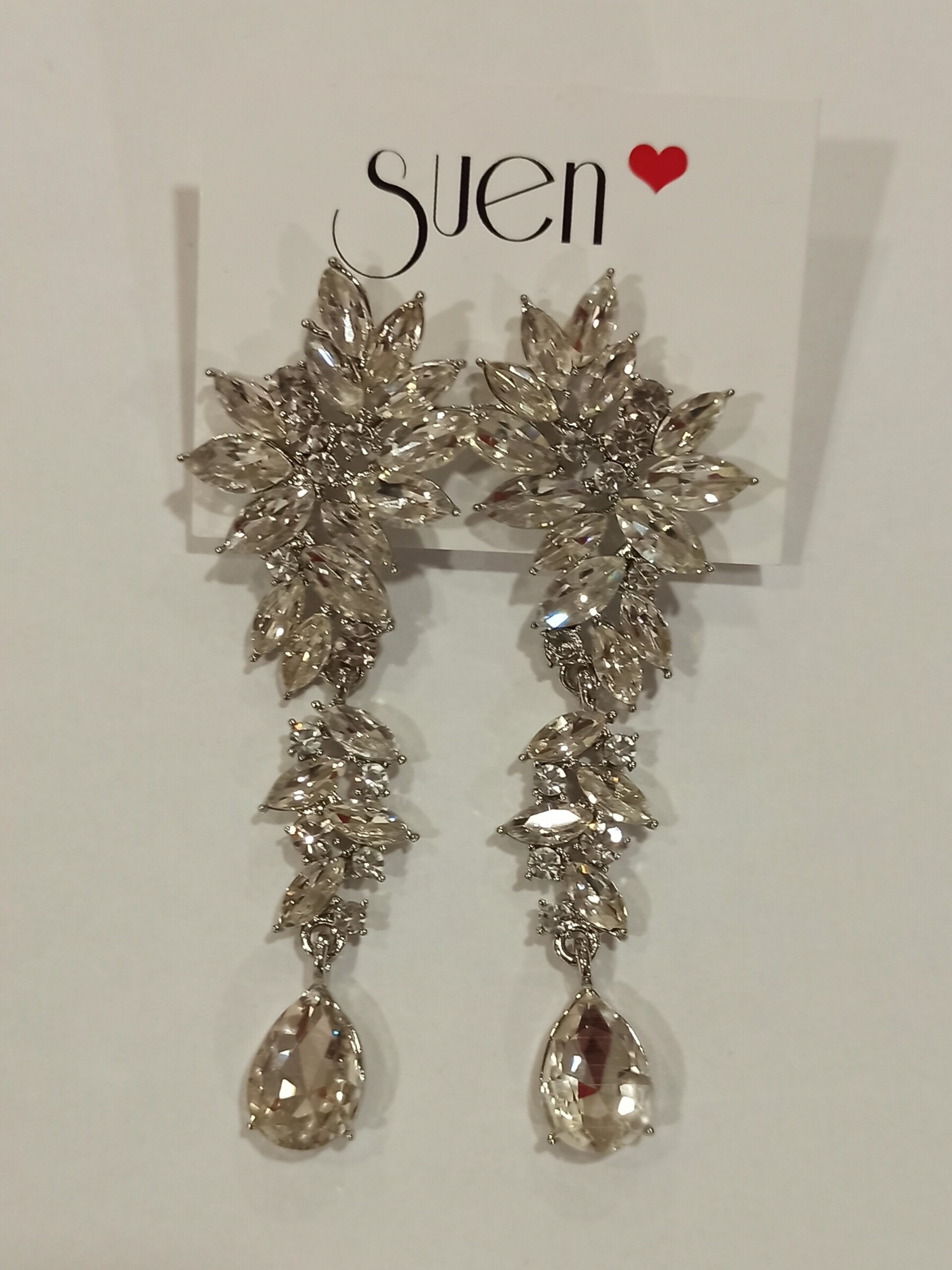 Pendientes plata largos de pedrería - 2