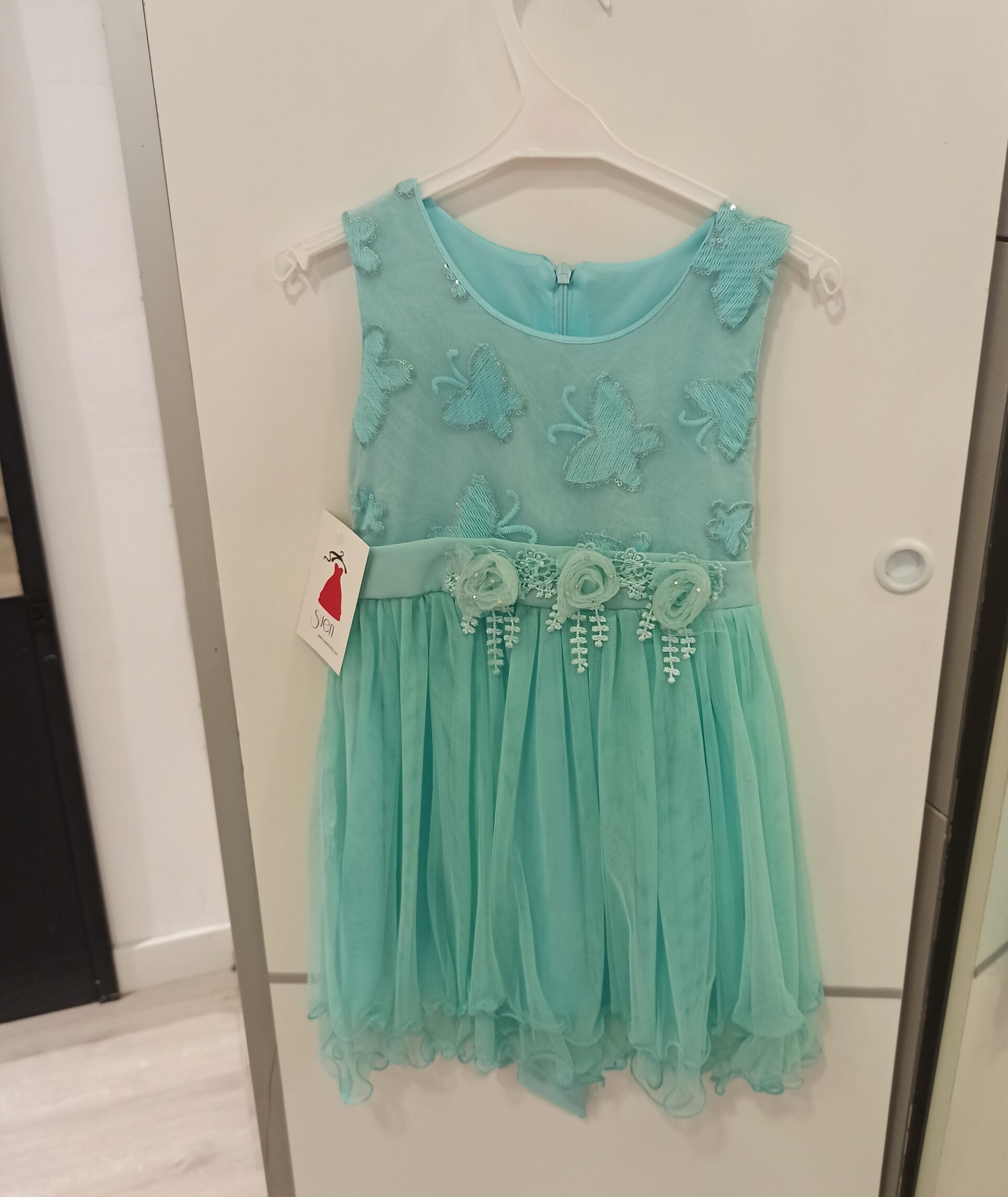 Vestido fiesta niña verde agua - 2