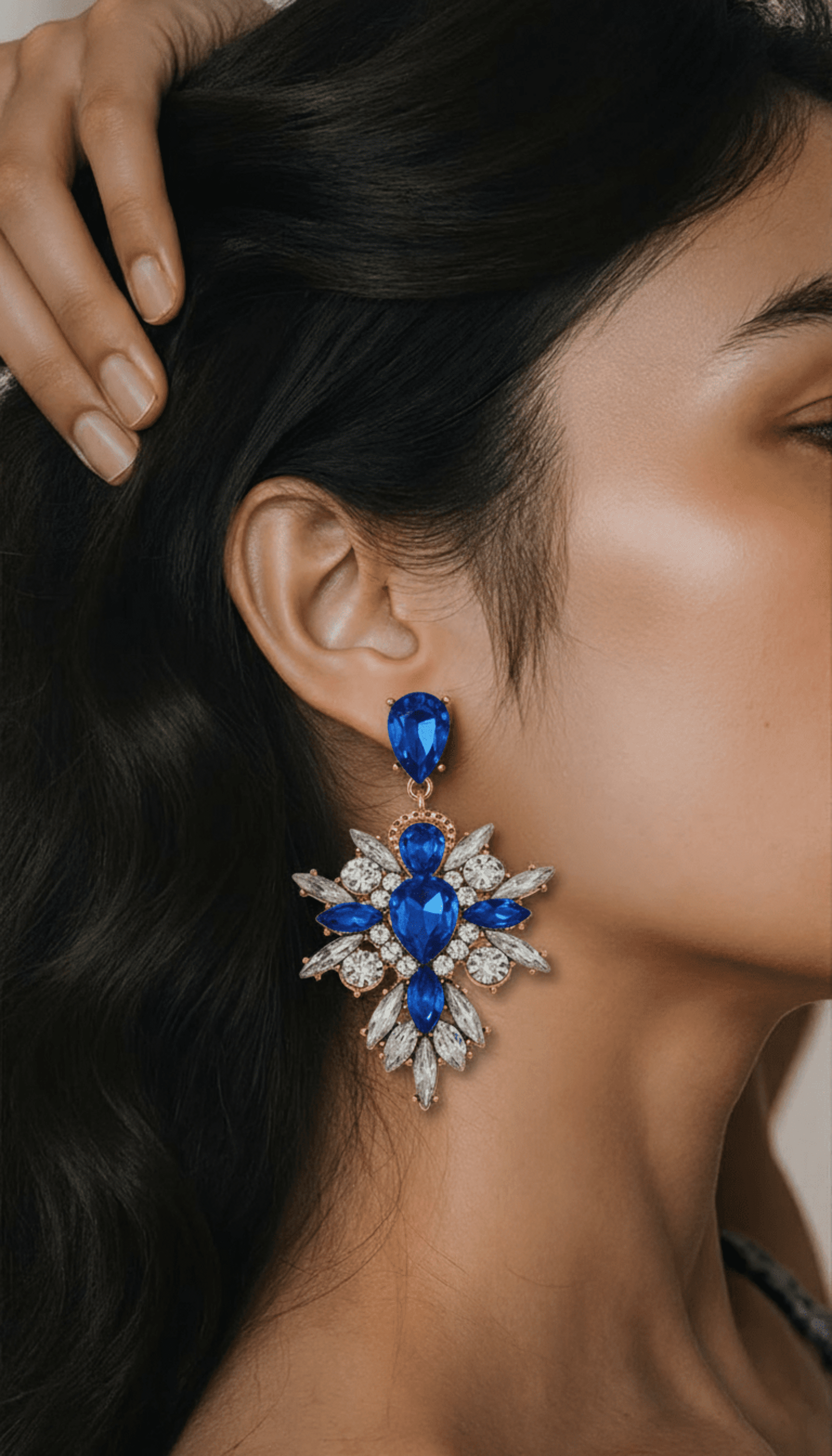 Pendientes pedrería azul - 1