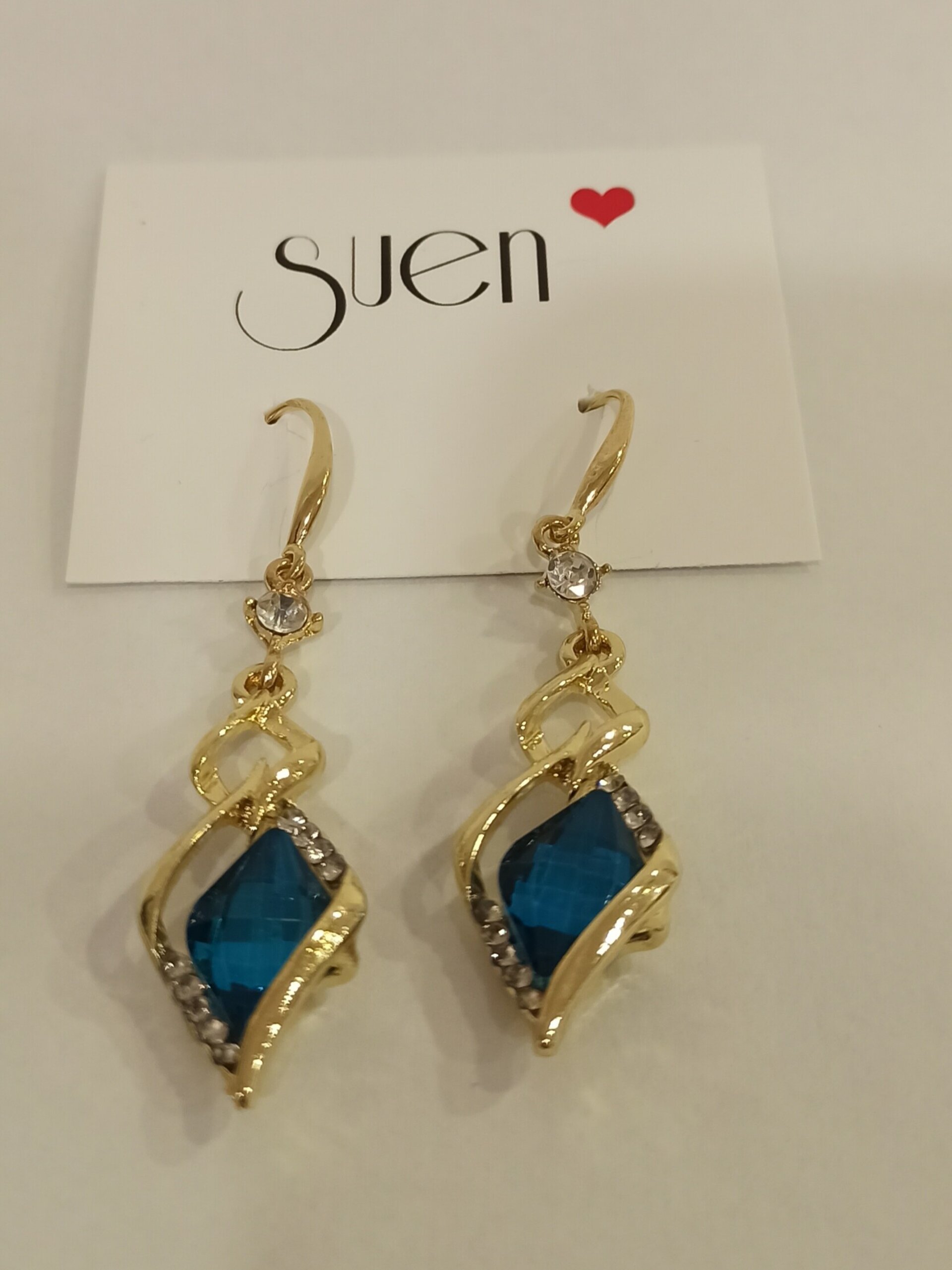 Pendientes largos con pedrería turquesa - 2