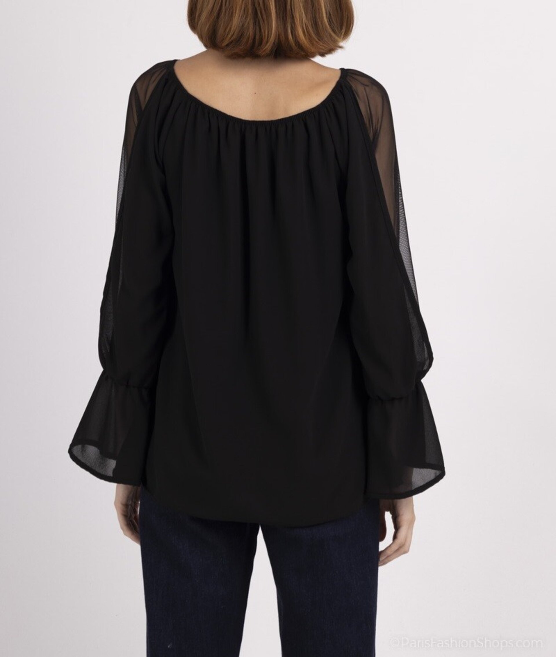 Blusa de vestir manga transparente - 3