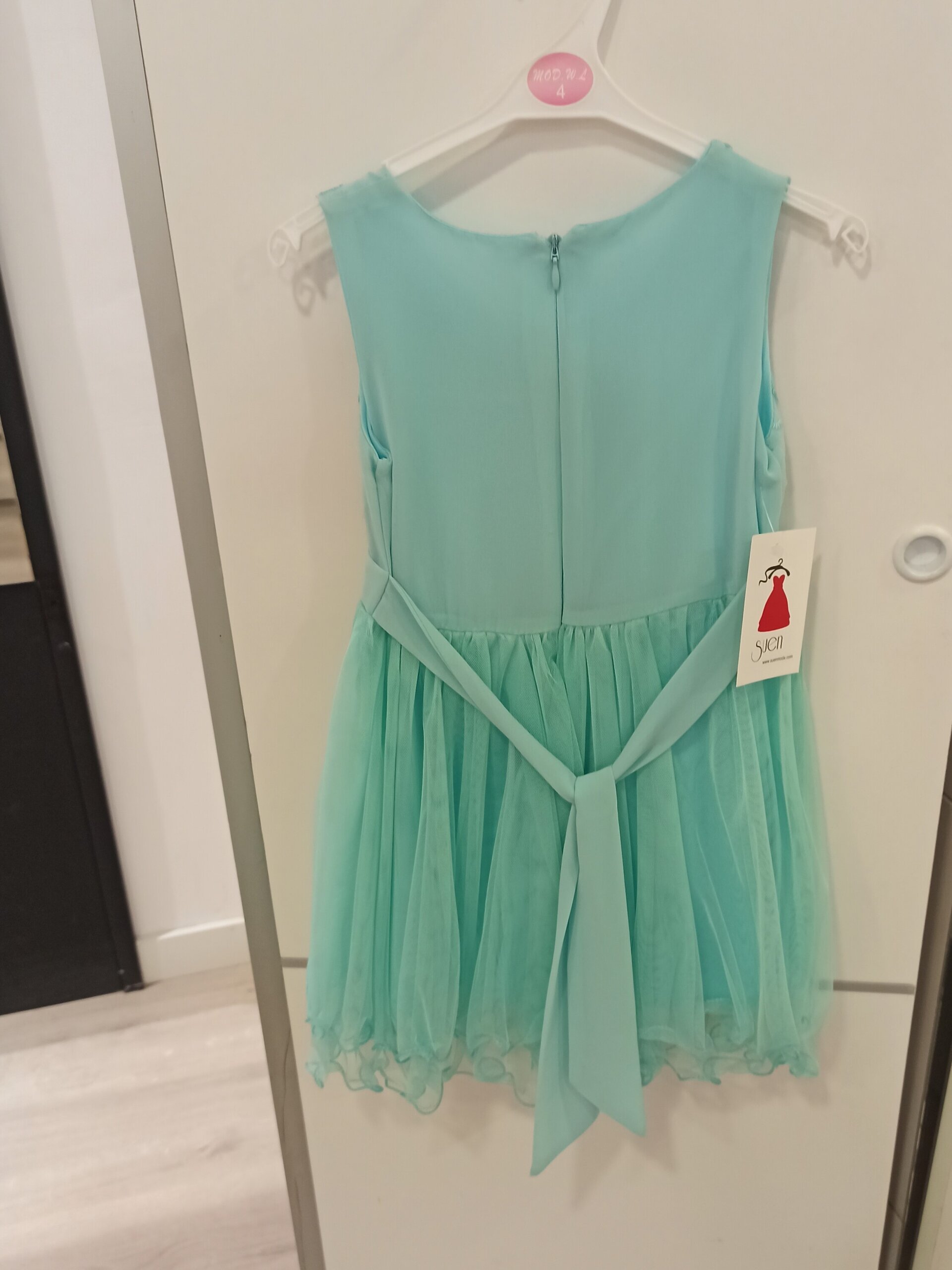 Vestido fiesta niña verde agua - 3