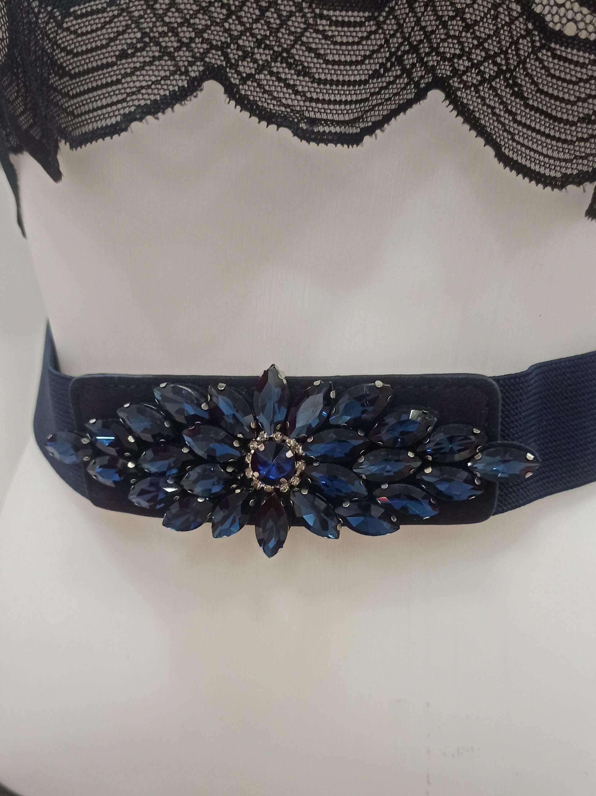 Cinturón de pedrería azul marino - 1