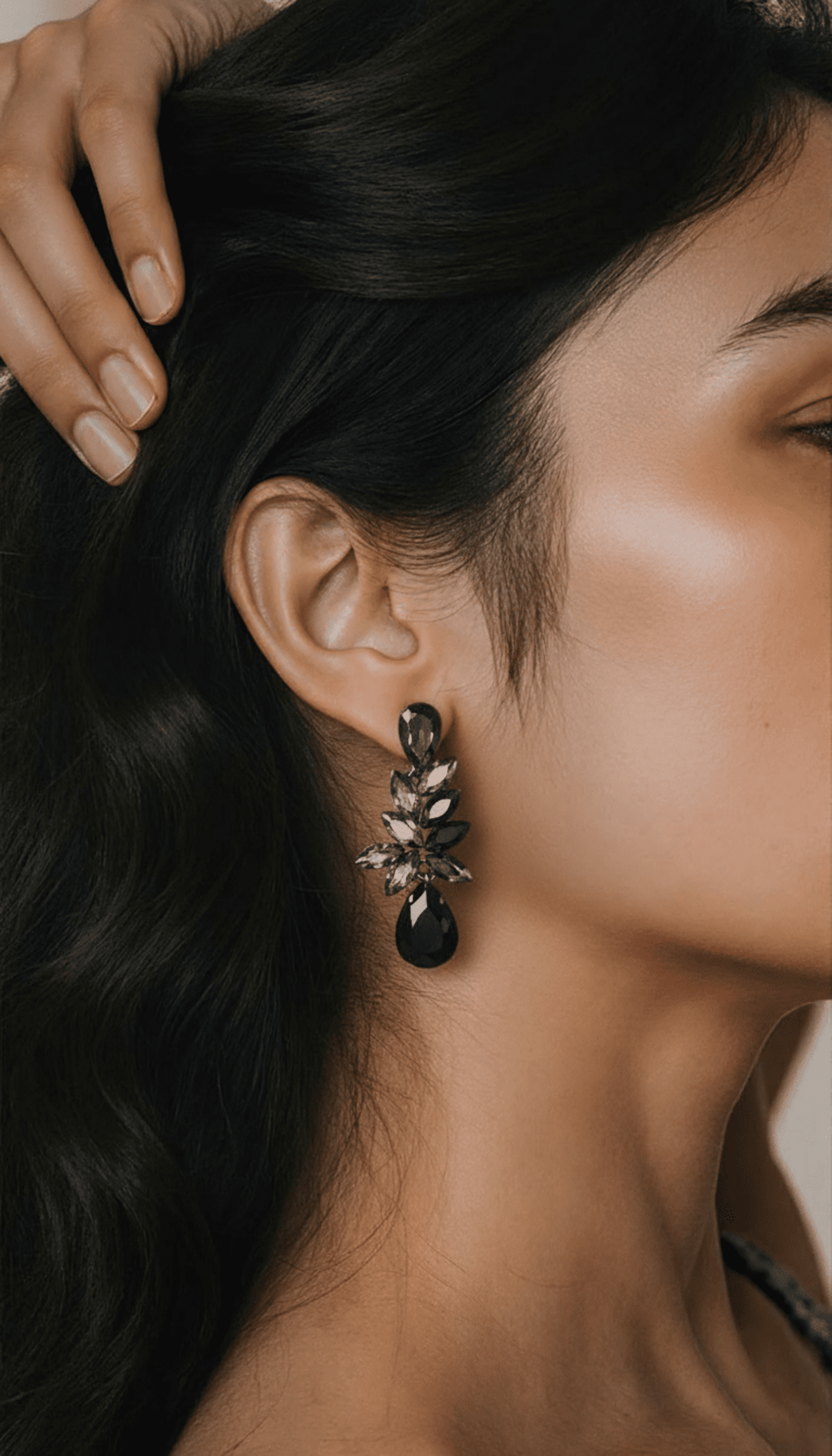 Pendientes de pedreria negra - 1